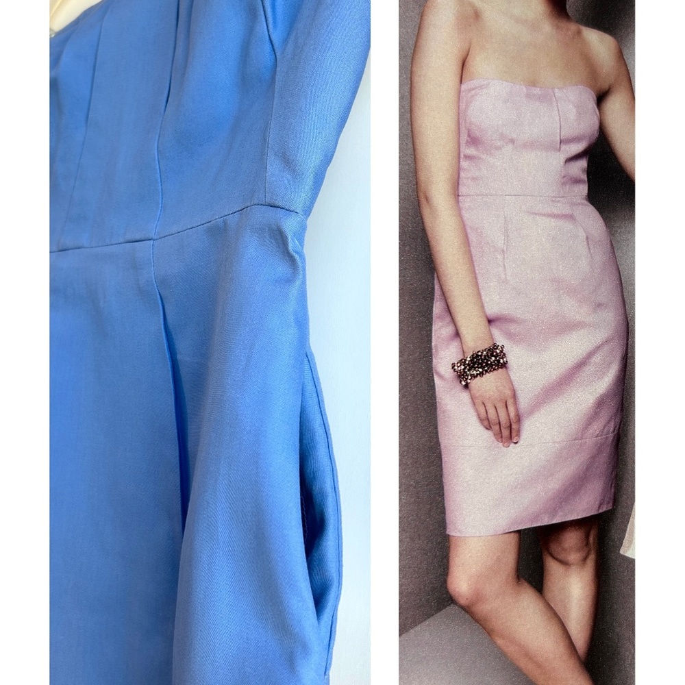 J.Crew NWOT Bridesmaids Strapless Cotton Cady Erica Dress Blue 2P Mini